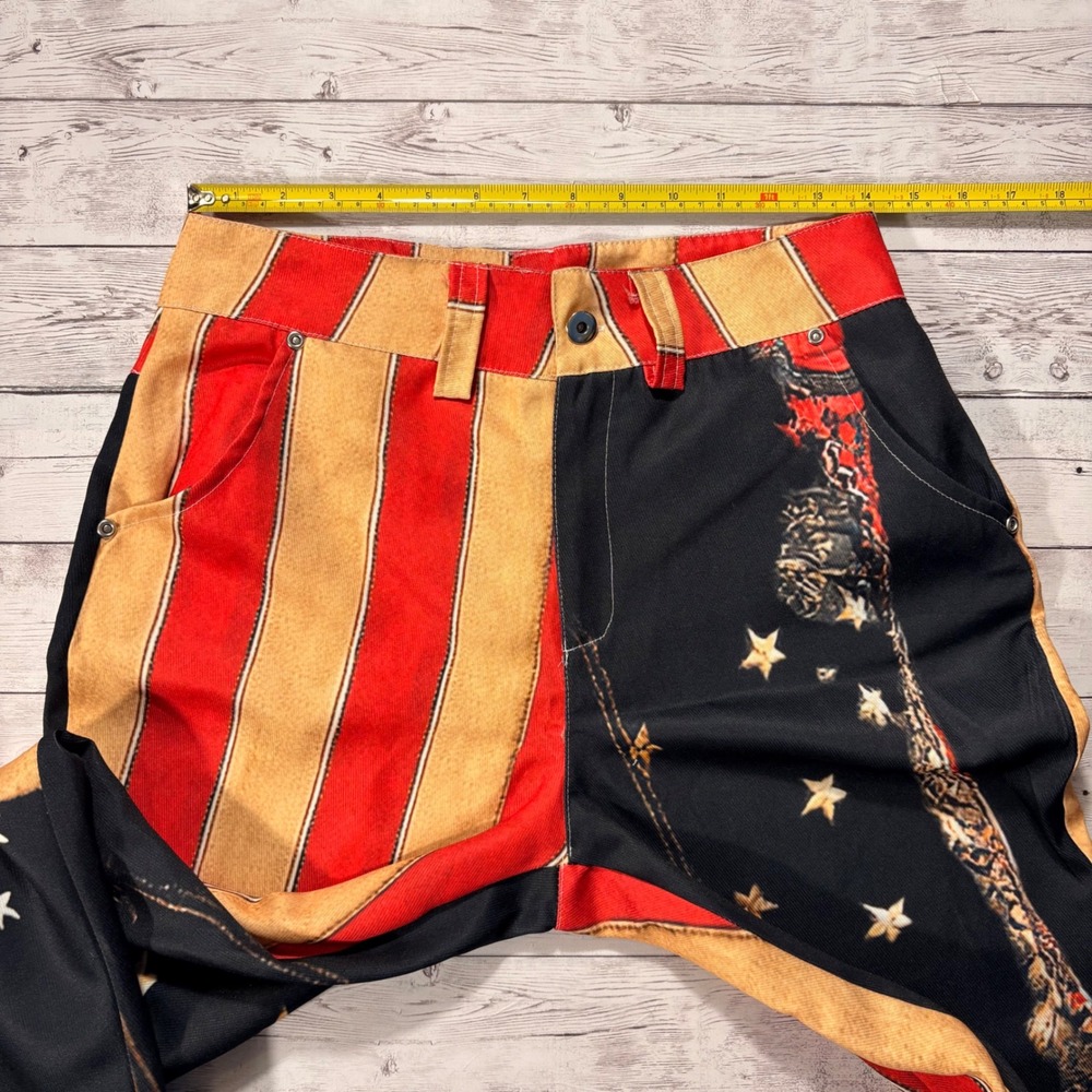 Patriotic American Flag Eagle Flare Leg Festival Rodeo Pants Womens Medium - Picture 3 of 9